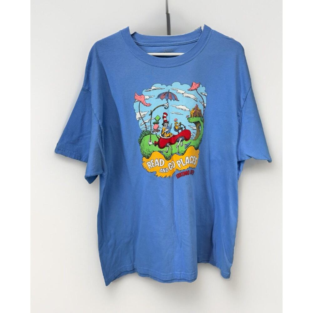 Eskimo Joe's Blue (XL) Read and Go Places T-Shirt [Dr. Seuss Parody] Vintage